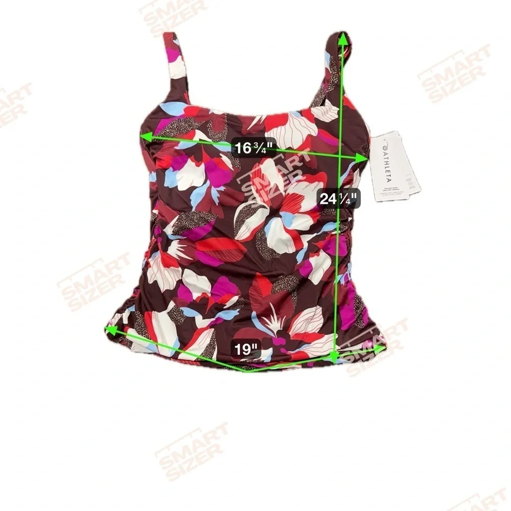 Athleta Square Neck Bra Cup Tankini Women's 38 B/C Maroon Floral NEW